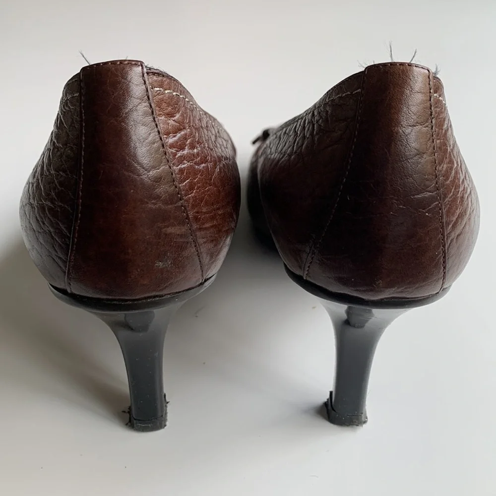 Louis Vuitton Brown Leather Heels With Bow Size 37 - Picture 6 of 14